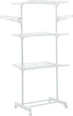 Produktbild von Famanu Wäscheständer 3 Ebenen - Edelstahl, Weiß, Faltbar, Höhe 145 cm