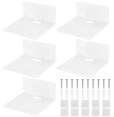 Image de Petites étagères murales blanches en acrylique, lot de 5, dimensions : 10,2 x 9,9 x 4,8 cm