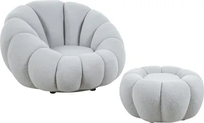 Produktbild von cosyou Sessel mit Hocker für Wohnzimmer & Schlafzimmer, Fernsehsessel Teddystoff - 360° drehbar Grau