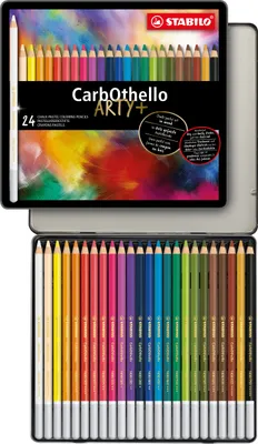 Produktbild von Pastellkreidestift - STABILO CarbOthello - 24er Metalletui - mit 24 verschiedenen Farben