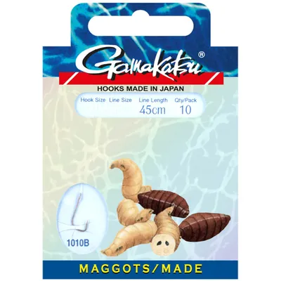 Produktbild von Gamakatsu Maggots 1010B Hooks 45cm - 10 gebundene Madenhaken, Hakengröße/Schnurdurchmesser:Gr. 12 / 0.12mm