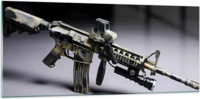 Produktbild von Bilder auf glas - Armee Gewehr - 120x50cm - Glasbilder - Wandbilder - Kunstdruck - zum Aufhängen bereit - Wanddekoration aus Glas - Glas Bilder - Wandbild auf Glas - Einteilig - GAB120x50-3768