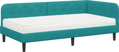 Immagine prodotto di vidaXL Letto angolare turchese 100 x 200 cm velluto