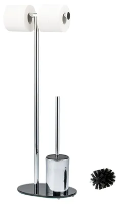 Image de bremermann Garniture de WC sur pied, brosse de WC, porte-rouleau avec socle en verre, noir