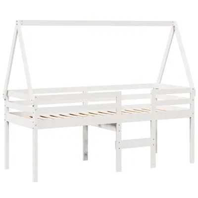 Produktbild von Hochbett mit Dach Weiß 80x200 cm Massivholz Kiefer