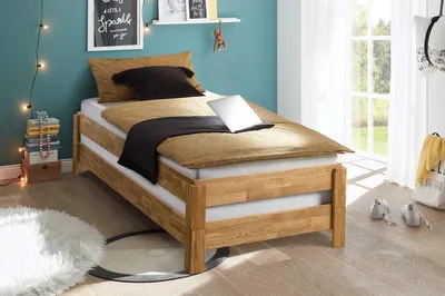 Produktbild von 2er-Set Stapelbett 90x200cm 'Dubi' Wildeiche massiv