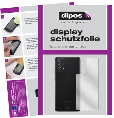 A collage showing instructions for applying a screen protector and a product shot of a phone with a screen protector.