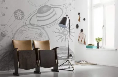 Obrázek produktu pro Komar netkaná tapeta "Cosmos Sketch" - rozměr: 300 x 280 cm (šířka x výška) - 6 panelů