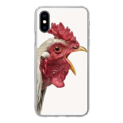 Produktbild von MuchoWow® Handyhülle Schutzhülle Hülle für iPhone X Hahn - Tiere - Bauernhoftiere - Jungen - Kinder - Mädchen Silikon Softcase Handy Hülle - Handyhülle