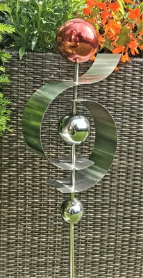 Produktbild von Skulptur Jupiter rot poliert  Kugel  Edelstahl 100 cm Beetstecker Gartenstecker Rosenkugel