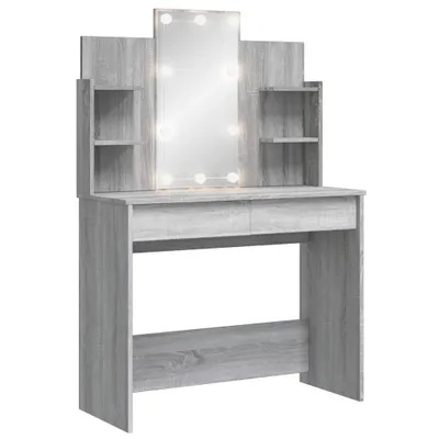 Obrázok produktu pre Toaletný stolík s LED svetlami sivý sonoma 96x40x142 cm