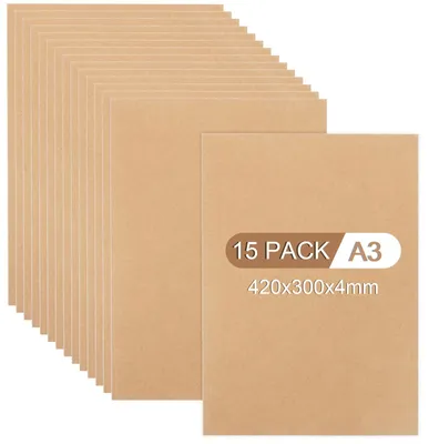 Zdjęcie produktu dla 15 arkuszy MDF o wymiarach A3, 420 x 300 x 4 mm, idealne do rękodzieła i cięcia laserowego