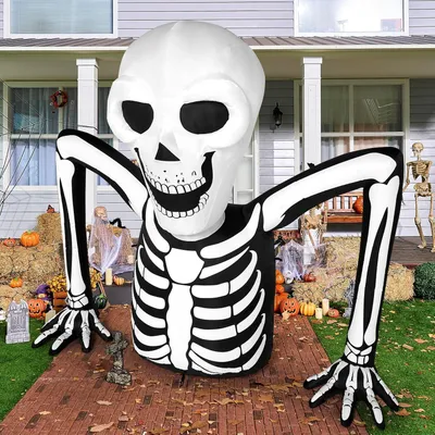 Zdjęcie produktu dla Joiedomi, dmuchana dekoracja na Halloween, 5,5 stopy - Szkielet, dmuchana dekoracja na Halloween, ozdoba do ogrodu z diodami LED