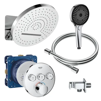 Productafbeelding van BELVIT Doucheset met GROHE Rapido SmartBox & SmartControl - inclusief XL douchekop, handdouche, slang en wandmontage, chroom