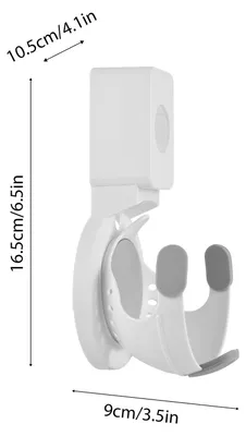 A white wall-mounted holder for a smart speaker, with dimensions indicated.