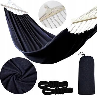 Produktbild von Domarex Doppelhängematte 280x150 cm – Robustes Segeltuch für 2 Personen - Bequemer Outdoor-Hängesessel für Garten, Balkon, Terrasse - Graphit