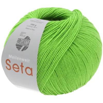 Produktbild von Lana Grossa MEILENWEIT 100 g SETA weiche 4-fach Sockenwolle mit Seide-Anteil 400 m, Farbe:042 - Frühlingsgrün