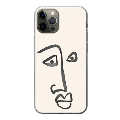 Produktbild von MuchoWow® Handyhülle Schutzhülle Hülle für iPhone 12 Pro Gesicht - Augen - Strichzeichnung Silikon Softcase Handy Hülle - Abdeckung