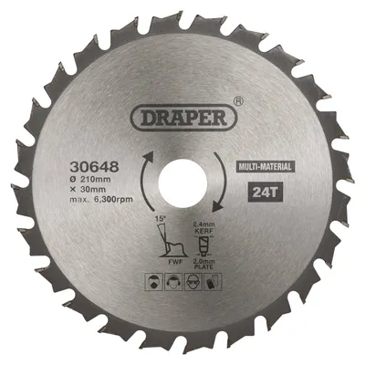 Kreissägeblatt TCT 210x30mm 24Z Multifunktion