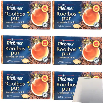 Produktbild von Meßmer Rooibostee pur aromatisch-mild 20 Teebeutel 6er Pack (6x40g Packung)+ usy Block