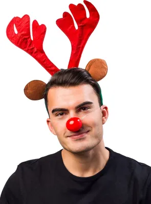 Produktbild von Haarreif Rentier Rentiergeweih mit Ohren Dasher Rot Weihnachten Nikolaus Party