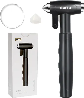 Produktbild von Notfallhammer für Auto, 3 in 1, mit Gurtmesser, Wolframstahl, für Notfälle