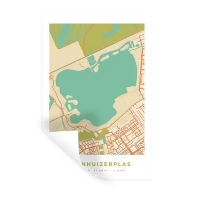 Obrázok produktu pre MuchoWow® Nálepka na stenu - Zevenhuizerplas - Vintage - Mapa mesta - 40x60cm - Samolepiaca a polohovateľná