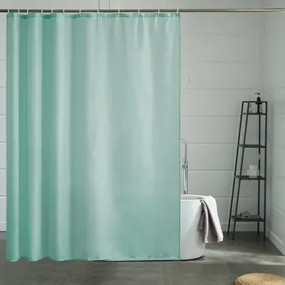 Immagine prodotto di Tenda da doccia 180x180 cm, tessuto poliestere, color verde menta, resistente alla muffa, idrorepellente, lavabile, con 12 anelli