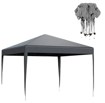 Image de Pavillon pop-up, imperméable, parasol portable, gris, dimensions 3x3 mètres