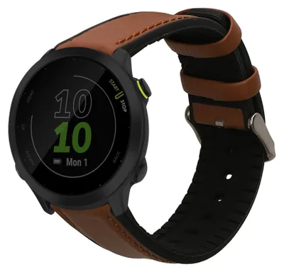 Produktbild von kwmobile Leder Uhrenarmband für Garmin Forerunner 55 / Forerunner 165 / 245 / 645 / 570 42mm Armband - Ersatzarmband für Fitnesstracker mit