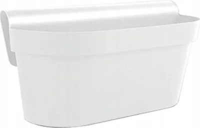 Obrázok produktu pre Biely plastový balkónový box s držadlom a odtokom, odolný voči UV žiareniu a poveternostným vplyvom, 50x20x23 cm
