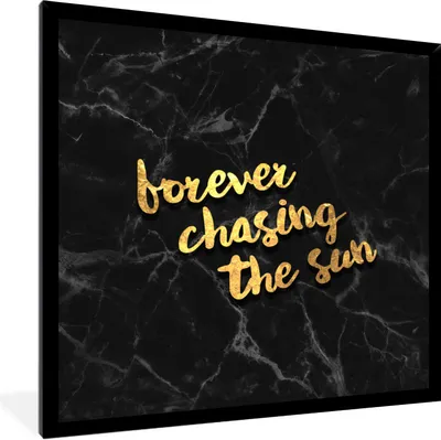 Produktbild von MuchoWow® Gerahmtes Poster Zitat - Sonne - Gold - Schwarz 40x40 cm - Poster mit Schwarzem Bilderrahmen Wandposter Rahmen Foto Bilder - Mit Rahmen - Wanddekoration Schlafzimmer