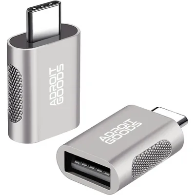 Produktbild von AdroitGoods 2x USB-C auf USB-A Adapter - USB 3.1 - Konverter - Aluminium Silber - Silikongriff