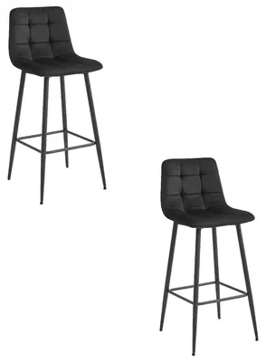 Produktbild von 2er-Set Barhocker Arceto aus schwarzem Samt