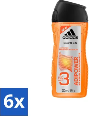 Produktbild von Adidas - 3-in-1 Duschgel - Adipower Maximum Performance - 250 ml - Vorteilspack - 6 Stücke