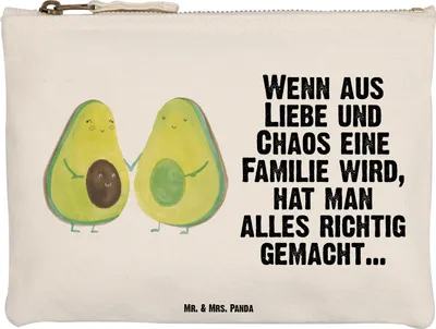 Produktbild von Mr. & Mrs. Panda Schminktasche Avocado Pärchen Größe M - Weiß - Geschenk, Gesund, Geburt, Federmappe, Schwangerschaft, Kinder, Kosmetiktasche, Mäppchen, Federtasche