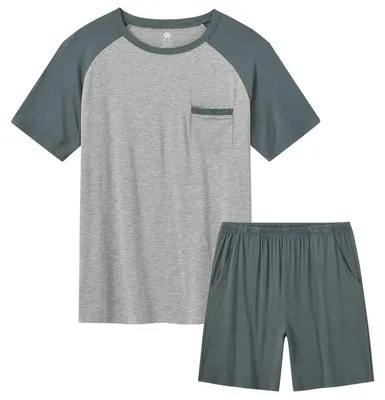 Produktbild von Herren Sommer Pyjama Set mit Kurzen Ärmeln und Taschen