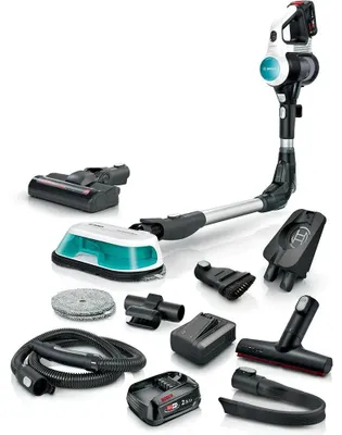 Produktbild von Bosch BSS712XHYG, 2-in-1-Stabstaubsauger, Beutellos, Aqua-Farbe, Schwarz, Silber, Weiß, 0,3 l, Trocken, HEPA