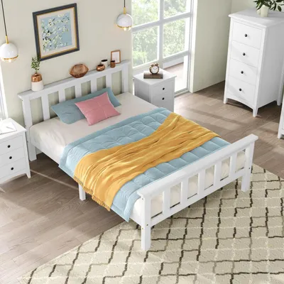 Obrázek produktu pro Postel 90x200 cm Dřevěná postel, rám postele z borovice a MDF, včetně roštu, nosnost 80 kg, úložný prostor 23,5 cm, rustikální design