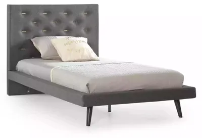 Obrázok produktu pre Posteľ 100 cm rám postele rám postele detská posteľ posteľ pre mládež látka sivá
