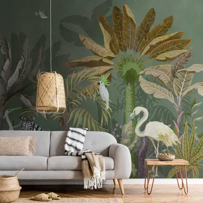 Immagine prodotto di Profhome 382371-GU Carta da parati in tessuto non tessuto giungla opaca verde bianco beige viola 3,71 m x 2,8 m