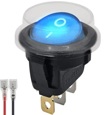 Produktbild von ProRide Wippschalter KCD2-12 12V/20A Blau mit Schutzkappe und Anschlusskabel