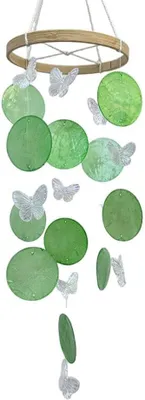 Produktbild von Farbenfrohes Windspiel mit Schmetterlingen und Muscheln: Schaffen Sie eine ruhige, bohemische Atmosphäre!