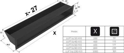 Immagine prodotto di Griglia di ventilazione LUFT 6x60 nero