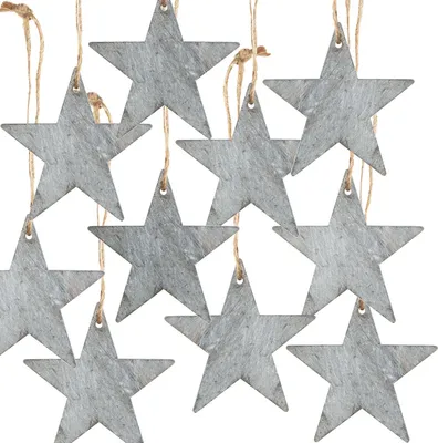 Produktbild von 10 Holzsterne grau 10 cm Weihnachtsdekoration