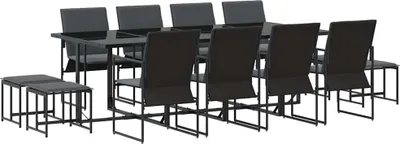 Produktbild von vidaXL Garten Essgruppe 13 pcs Schwarz Stahl