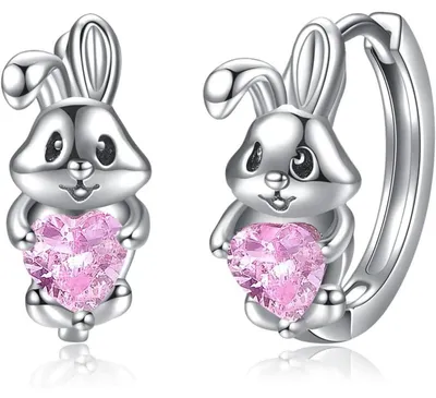 Produktbild von Creolen 925 Sterling Silber Tier Motiv mit Rosa Zirkonia für Damen Mädchen Kinder