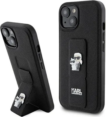 Obrázok produktu pre Karl Lagerfeld Saffiano Gripstand kryt na iPhone 15 (KLHCP15SGSAKCPK) - Karl&Choupette