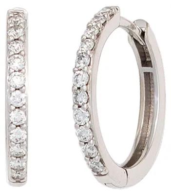 Produktbild von Ohrringe 16,4mm Creolen mit 22 Diamanten Brillanten 585 Gold Weißgold Damen