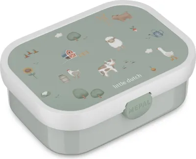 Produktbild von Mepal - Brotdose Campus - Bento Box Kinder Little Dutch - Brotdose mit Fächern & Gabel - Meal Prep Box mit Clip-Verschluss - BPA-frei & Spülmaschinenfest - 750 ml - Little Farm